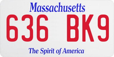 MA license plate 636BK9