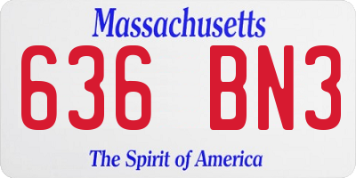 MA license plate 636BN3