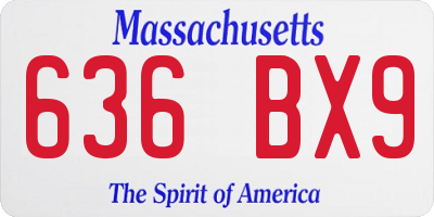 MA license plate 636BX9