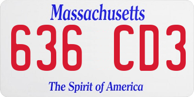 MA license plate 636CD3