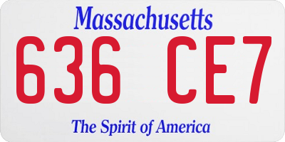 MA license plate 636CE7