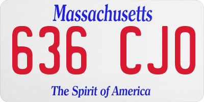 MA license plate 636CJ0