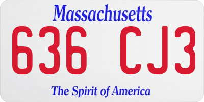 MA license plate 636CJ3