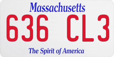 MA license plate 636CL3