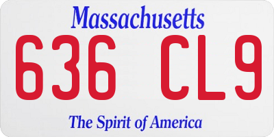 MA license plate 636CL9