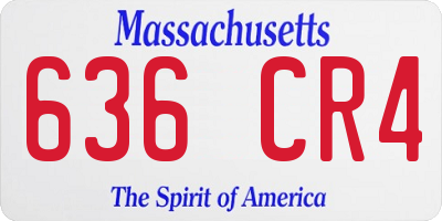 MA license plate 636CR4