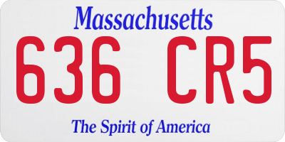 MA license plate 636CR5