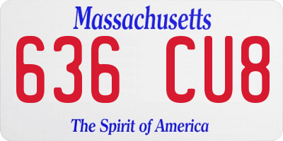 MA license plate 636CU8