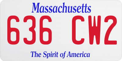 MA license plate 636CW2