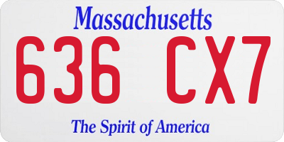 MA license plate 636CX7