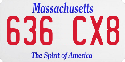 MA license plate 636CX8
