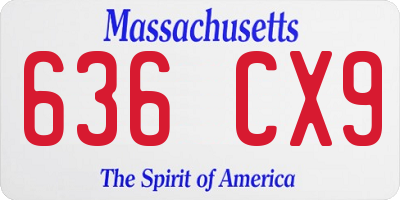 MA license plate 636CX9