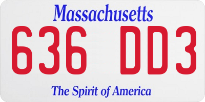MA license plate 636DD3