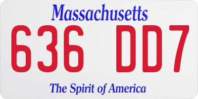 MA license plate 636DD7