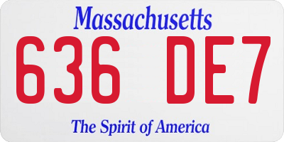 MA license plate 636DE7
