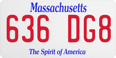 MA license plate 636DG8