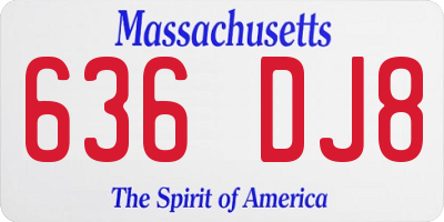 MA license plate 636DJ8