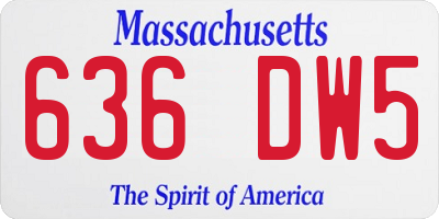 MA license plate 636DW5