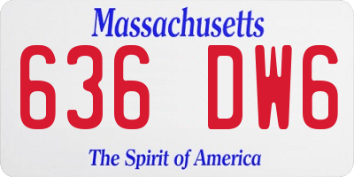 MA license plate 636DW6