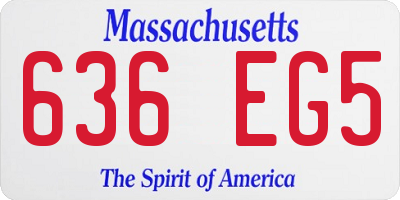MA license plate 636EG5