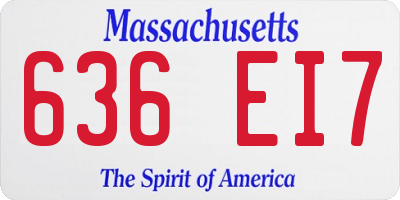 MA license plate 636EI7