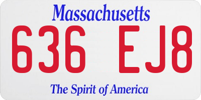 MA license plate 636EJ8