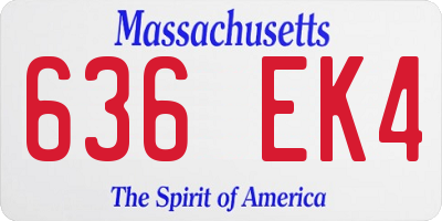MA license plate 636EK4