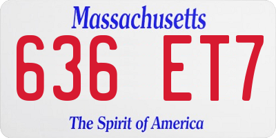 MA license plate 636ET7