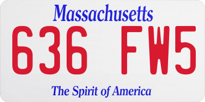 MA license plate 636FW5