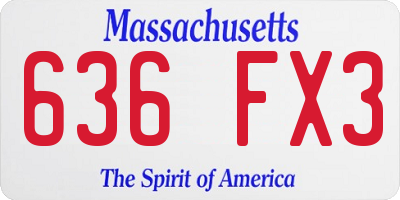 MA license plate 636FX3
