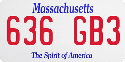 MA license plate 636GB3