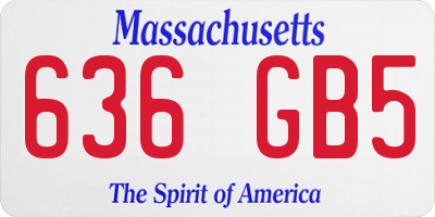 MA license plate 636GB5
