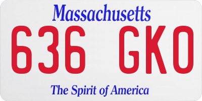 MA license plate 636GK0
