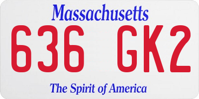 MA license plate 636GK2
