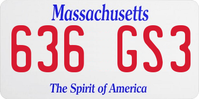 MA license plate 636GS3
