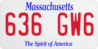 MA license plate 636GW6
