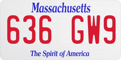 MA license plate 636GW9