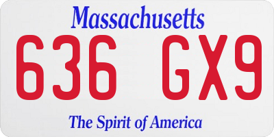 MA license plate 636GX9