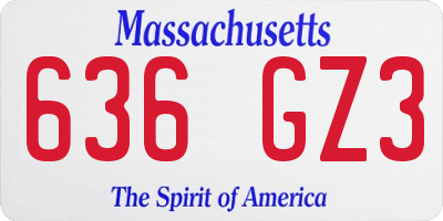 MA license plate 636GZ3