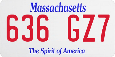 MA license plate 636GZ7