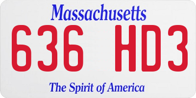 MA license plate 636HD3