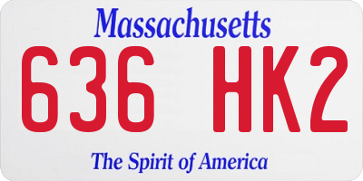 MA license plate 636HK2