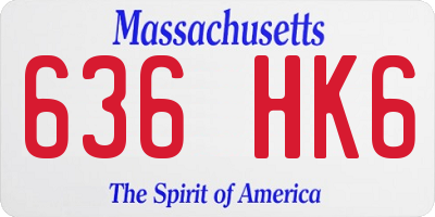 MA license plate 636HK6