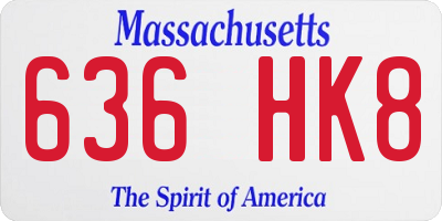 MA license plate 636HK8