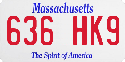 MA license plate 636HK9
