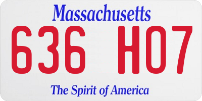 MA license plate 636HO7