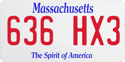 MA license plate 636HX3