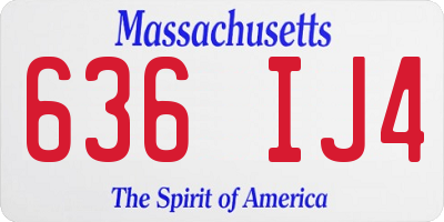 MA license plate 636IJ4