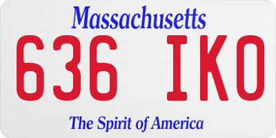 MA license plate 636IK0