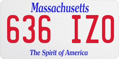 MA license plate 636IZ0